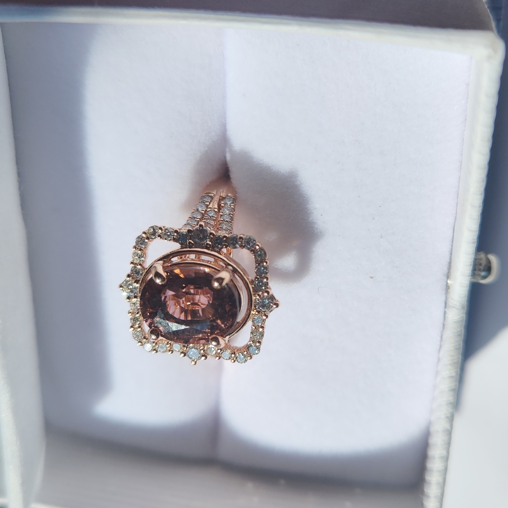 October birthstone!! 14k gold 2.93 carat oval pink tourmaline and diamond ring - Picture 4 of 7